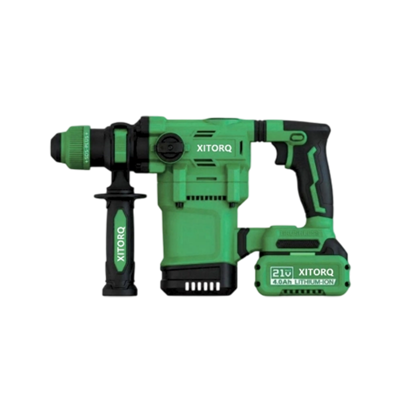 21V litium-ion børsteløs roterende hammer — 3-modus bor/meisel/hammer, 4,5 J slagenergi 21V litium-ion børsteløs roterende hammer — 3-modus bor/meisel/hammer, 4,5 J slagenergi